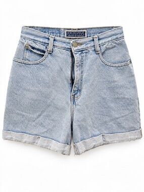 Vintage Exchange Unlimited Light Wash High-Rise Denim Shorts Rolled Raw Hem
